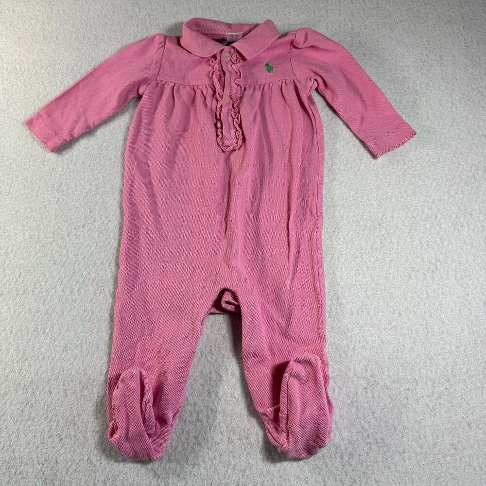 Ralph Lauren Baby 9M Lot of 2 Pink One Piece Outfits 1 footed and 1 Non footed - Picture 9 of 12